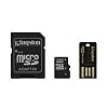 Kingston Multi Kit (MicroSDHC con lector USB y un adaptador SD de tama�o est�ndar), 4 Mb/s, 16GB, Clase 4