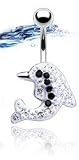 Beautiful Ocean Black & Ice Crystals Covered Dolphin Charm Belly/Navel Ring Silver Tone 21EtD%2B6DQgL. SL160 Beautiful Ocean Black & Ice Crystals Covered Dolphin Charm Belly/Navel Ring Silver Tone