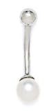 14k White Gold White Round Cultured Pearl 14 Gauge Body Jewelry Belly Ring - Measures 27x6mm