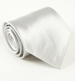 Classy Men's Silver Solid Tie and Hankie Set