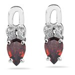 0.01 Cts Diamond & 0.88 Cts Garnet Earrings in 14K White Gold