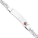 Sterling Silver Non-enameled Medical ID Rope Link Bracelet