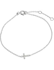14K White Youth Diamond Cross Bracelet With Pkg 07.00 In Chain Youth Diamond Cross Bracelet With Packaging