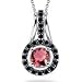 0.90 Ct Pink Tourmaline & Black Diamond Pendant in 14K White Gold