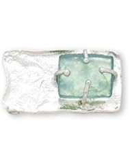 CleverSilvers Textured Rectangle With Ancient Roman Glass Pin