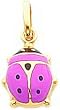 14K Gold Pink Enameled Ladybug Charm
