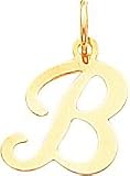 14K Gold Polished Fancy Initial Letter B Charm Pendant