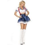 Sexy Sailor Girl Halloween Costume With Suspenders (Blue;Large)
