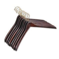 GEN12421 Deluxe 18 Contoured Hardwood Coat Hangers, Walnut Finish/Gold Hook, 8/Pack