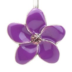 Purple PLUMERIA flower keychain KEY FINDER purse HOOK