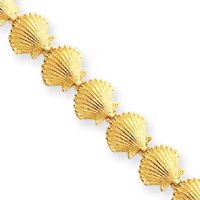 14k Scallop Shell Link Bracelet – 7.5 Inch – Lobster Claw