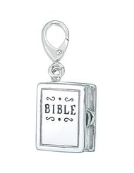 Genuine Zable (TM) Product. 925 Sterling Silver Enamel Hinged Bible Clip-on Bead Charm. 100% Satisfaction Guaranteed.
