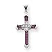 14k White Gold Diamond & Ruby Cross Pendant