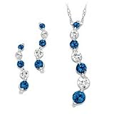 10kt White Gold Lab-Created White and Blue Sapphire Box Set