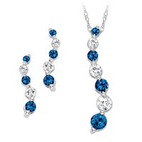Childrens Toyshop  Jewelry : 10kt White Gold Lab-Created White and Blue Sapphire Box Set
