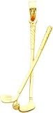14K Gold 3D Double Golf Clubs & Ball Charm Golfing