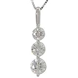 Medium Round Moissanite 3 Stone Pendant