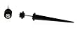 Acrylic Fake Taper with Clear Crystal - Black - 4mm - Sold as a Pair