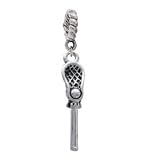 3-D Lacrosse Stick and Ball Silver Plated European Charm Dangle Bead [Jewelry]
