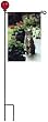 Evergreen Black Garden Stand with a Red Glass Ball Topper