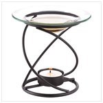 Spiral Oil Warmer Tealight Candle Holder Metal Glass