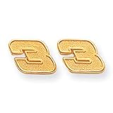 14k NASCAR Dale Earnhardt Number 3 Medium Post Earrings