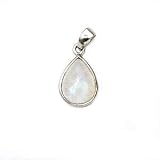 Sterling Silver Rainbow Moonstone Tear Drop Cabachon Pendant