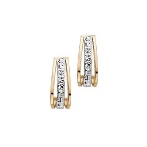 14kt. Two-Tone Gold, Diamond Cut Triple Hoop Earrings by