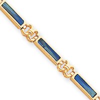 14k 7 Inch Polished Fancy Created Opal Bracelet by Opal Bracelets