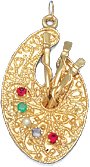 Artist Palette, 14K Gold Charm