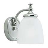 Sea Gull Lighting Colonnade One-Light Wall Sconce, Two Tone Nickel Finish with Satin Etched Glass #44275-773