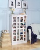 Media Cabinet with Sliding Door in White Finish Southern Enterprises MS1072