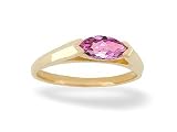 14K Yellow Gold Genuine Marquise Pink Tourmaline Ring