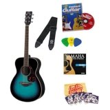 Yamaha FS720S Cobalt Aqua Small Body Folk Acoustic Guitar Bundle with Instructional DVD, Picks, Strap, Strings, Pick Card, and Polishing Cloth