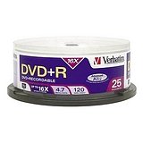 Verbatim 95033 16X DVD 4.7GB BRANDED 25PK