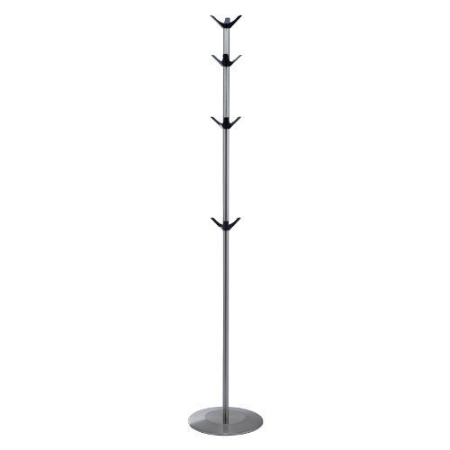 Image of Adesso WK2066-22 Blossom Coat Rack, Satin Steel Finish with Black Hooks