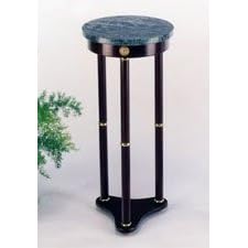 Round Green Marble Top Wooden Plant Stand