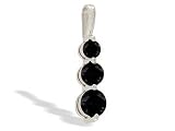14K White Gold Genuine Round Black Onyx 3-Stone Pendant