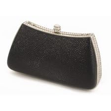 Lizard and Swarovski Crystal Evening Bag - Black
