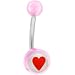 Pink Acrylic Red Heart Logo Belly Button Ring