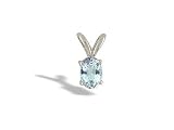 14K White Gold Genuine Oval Aquamarine Pendant