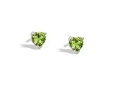 14K White Gold Genuine Heart Peridot Stud Earrings