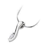 14k White-gold 1/4 CT TW Marquise 6.00x3.00MM Moissanite Pendant-necklace W /Round 18 inch Snake Chain