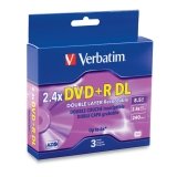 Verbatim Corporation Dvd+R Double Layer Media 2.4x 8.5gb Jewel Cases 120mm Standard