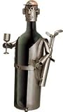 Steel Sculpture Male Golfer Wine Caddie