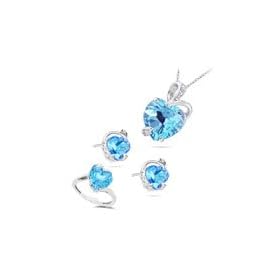 0.08 Ct Diamonds and 6.88 Cts Swiss Blue Topaz Set in 14K White Gold by