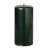 Pillar Colonial Candle Metallic Green Unscented 6