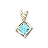 14k 5mm PrincessCut Blue Topaz bezel pendant