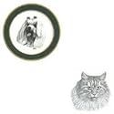 Maine Coon 6' Green Plate, Porcelain by Rosalinde (6' diameter)