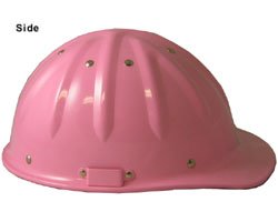Skull Bucket Aluminum Cap Style Hard Hats with Ratchet Suspension - Pink